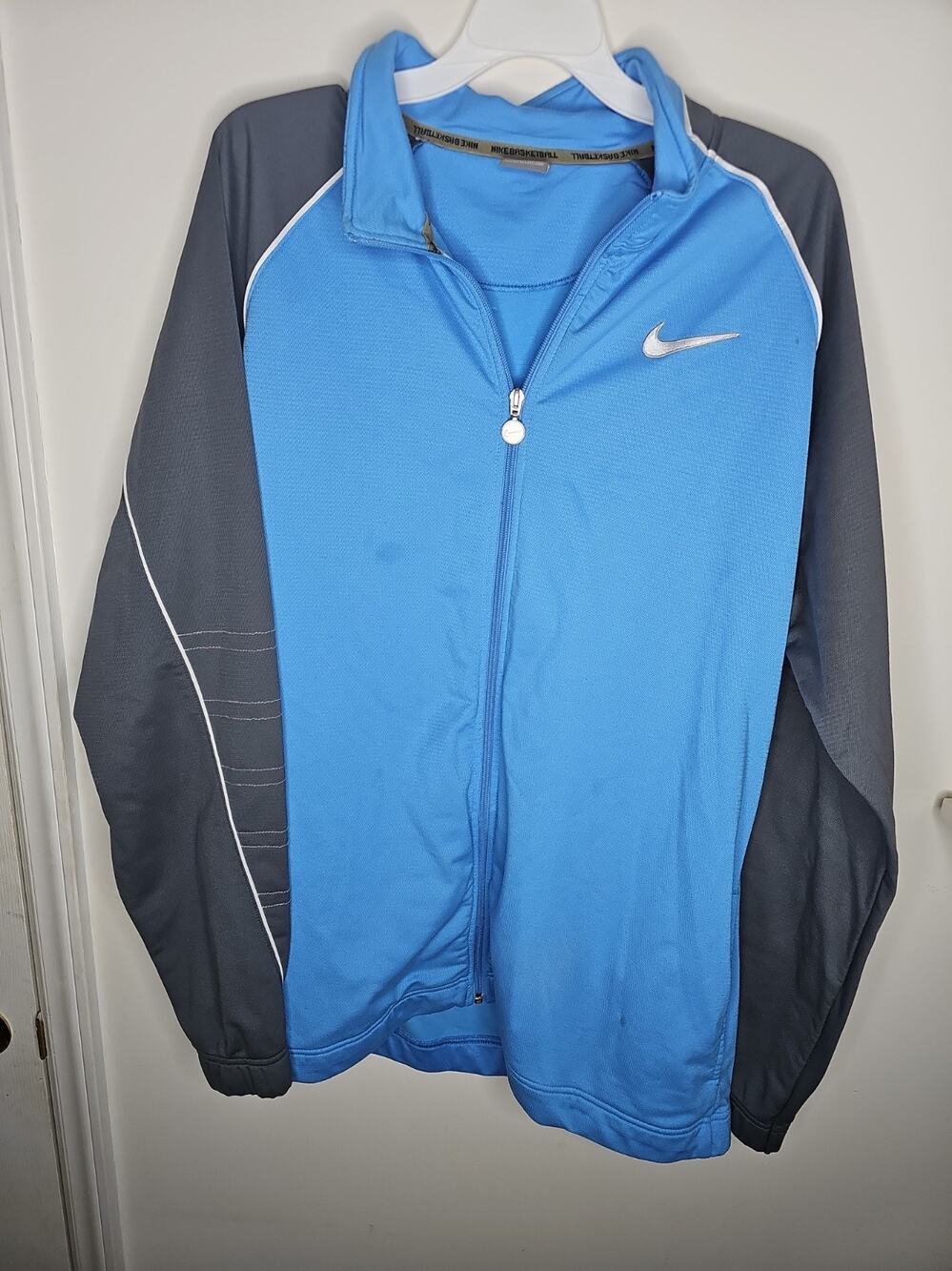 Vintage Nike Jacket Mens XL Blue Basketball Elite Track Warm-Up Y2K Zip Logo